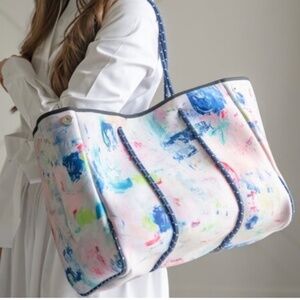 PARKER & HYDE Jenn Thatcher Watercolor Modern Art Neoprene Tote Bag Large